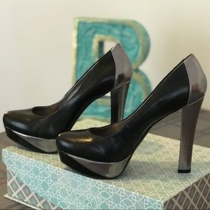 NEW!! - BCBG black and silver heels -